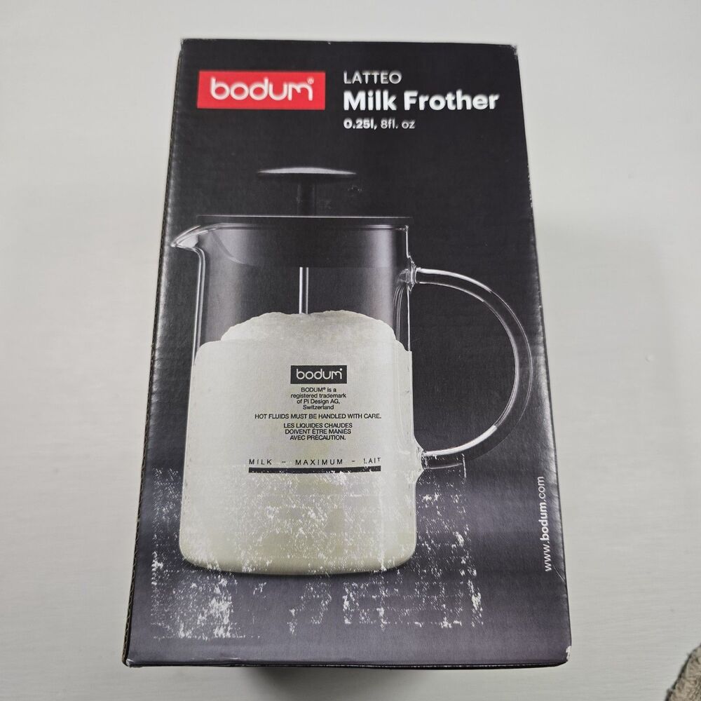Bodum Latteo 1446 Manual Milk Frother, 8 oz. Use for Cocktails & Dressings Too